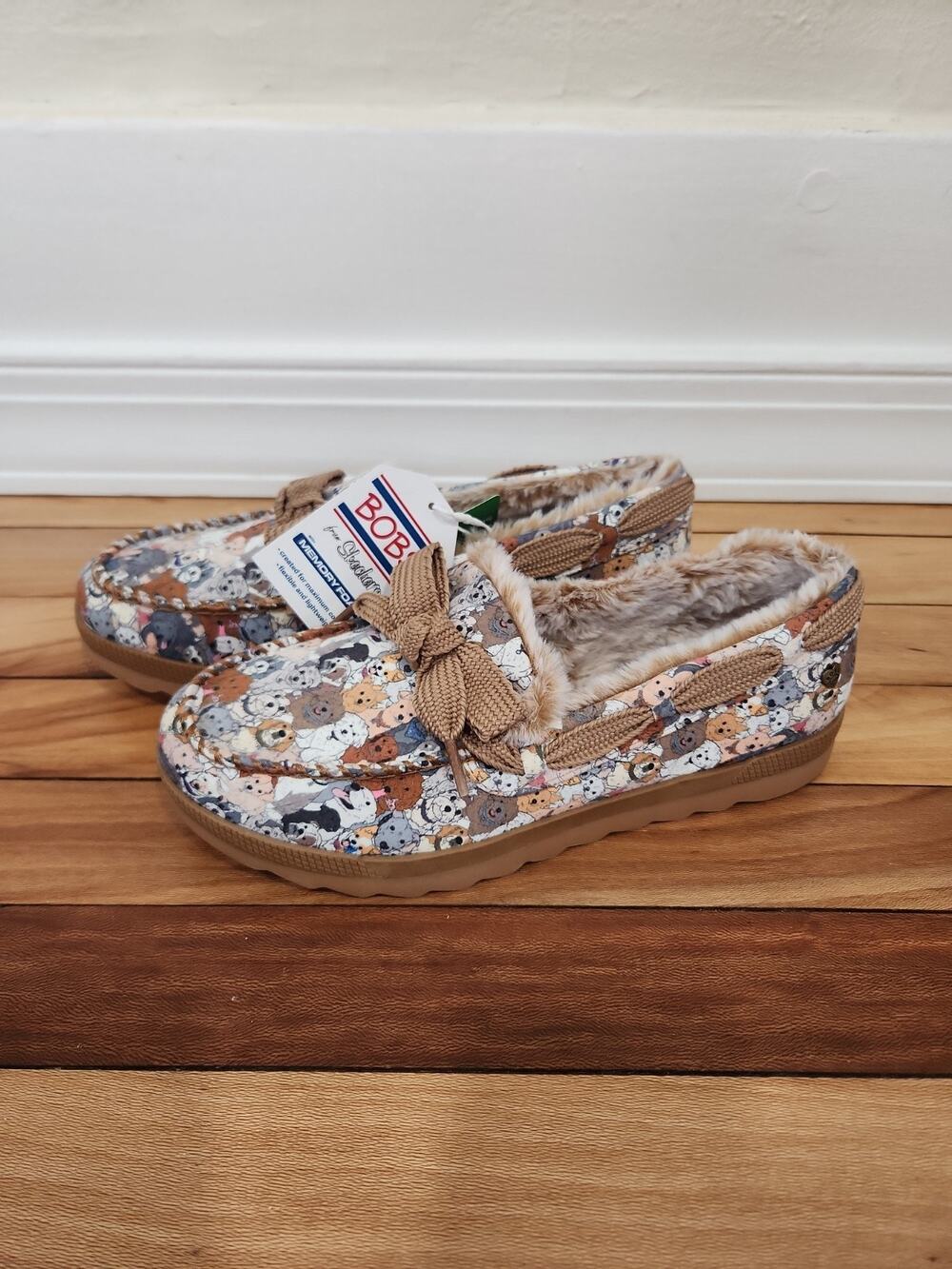 Bobs From Sketchers Memory Foam Dog Slippers Womens Size 9.5 Cozy Chill Woof